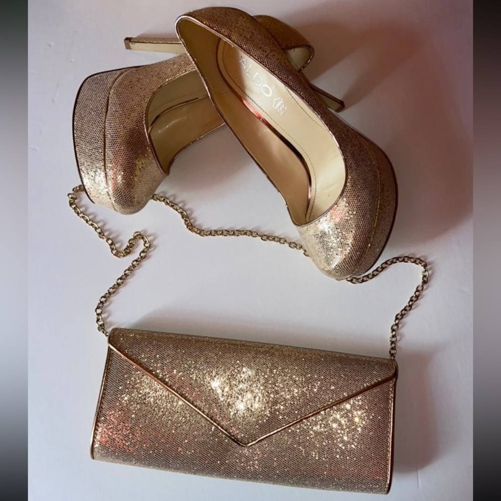 Aldo Rose Gold Heels & Matching bag